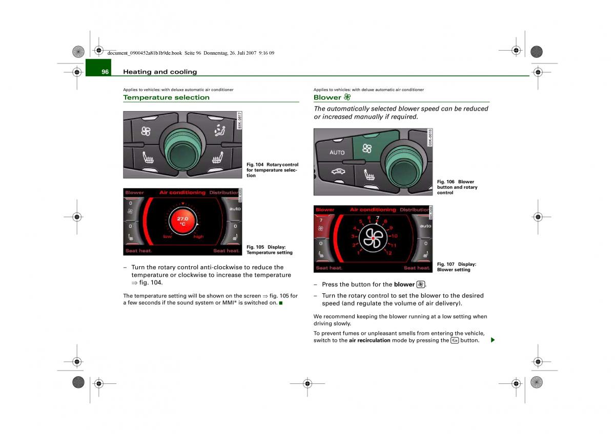 manual Audi A4 Audi A4 B8 owners manual / page 98