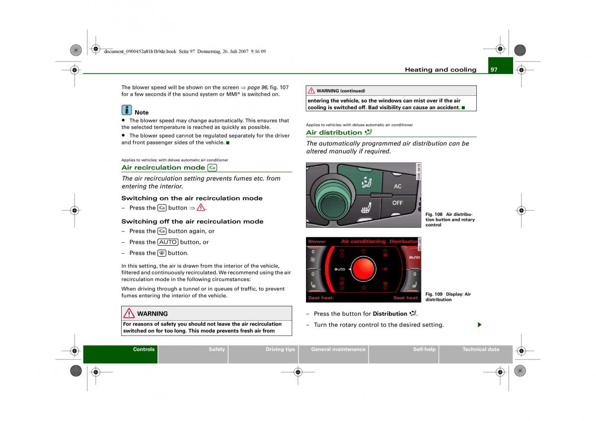 manual Audi A4 Audi A4 B8 owners manual / page 99