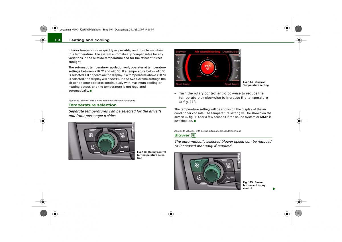 Audi A4 B8 owners manual / page 106