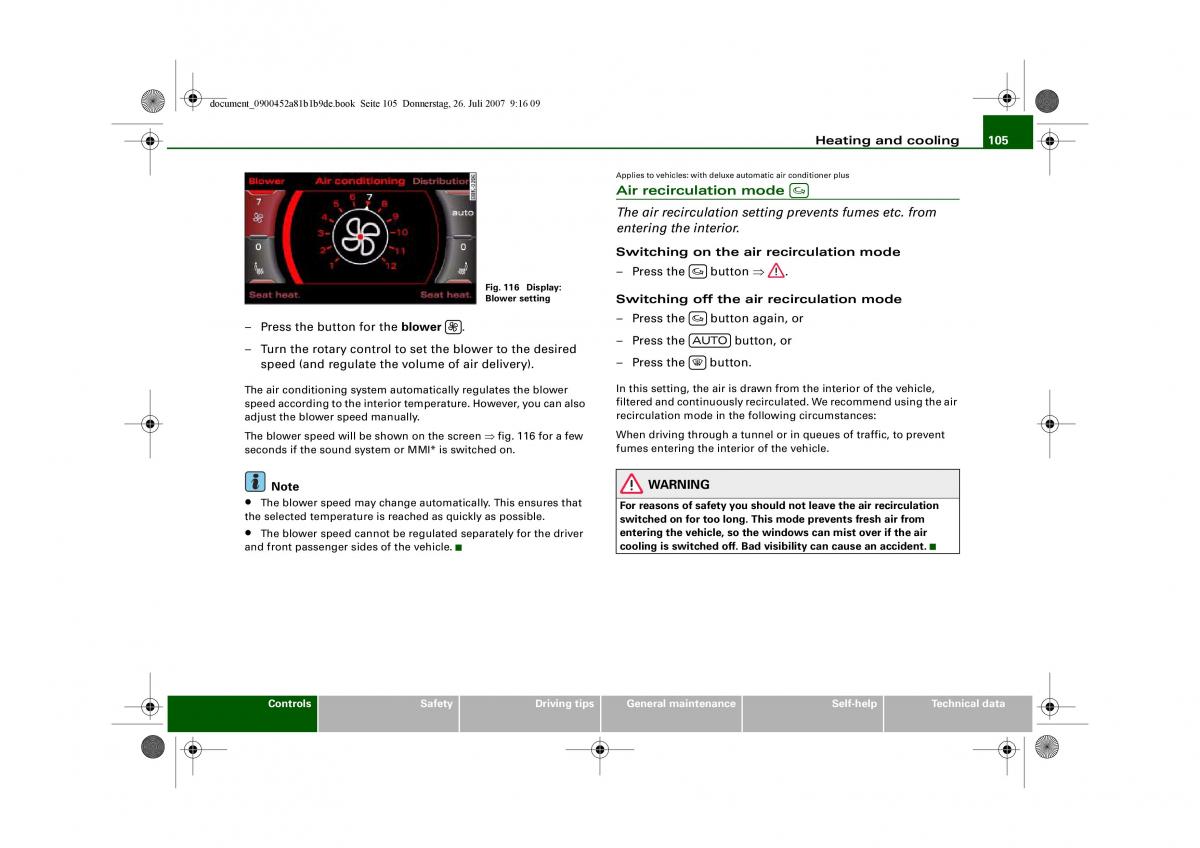 Audi A4 B8 owners manual / page 107