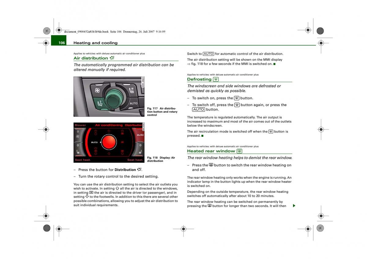 Audi A4 B8 owners manual / page 108