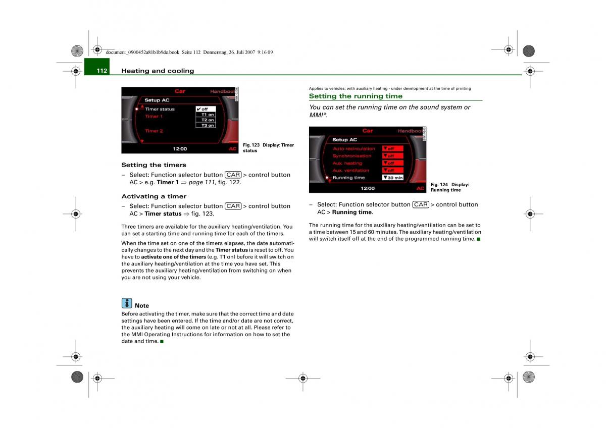 Audi A4 B8 owners manual / page 114