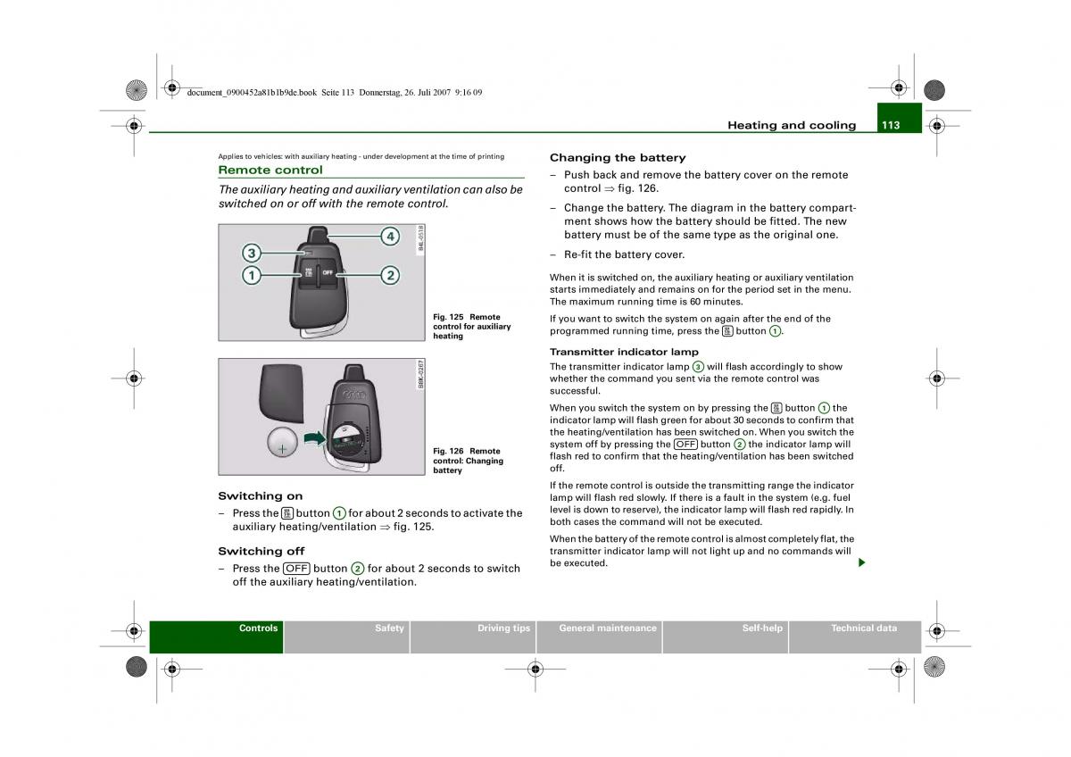 Audi A4 B8 owners manual / page 115