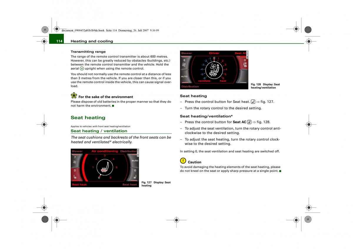 Audi A4 B8 owners manual / page 116