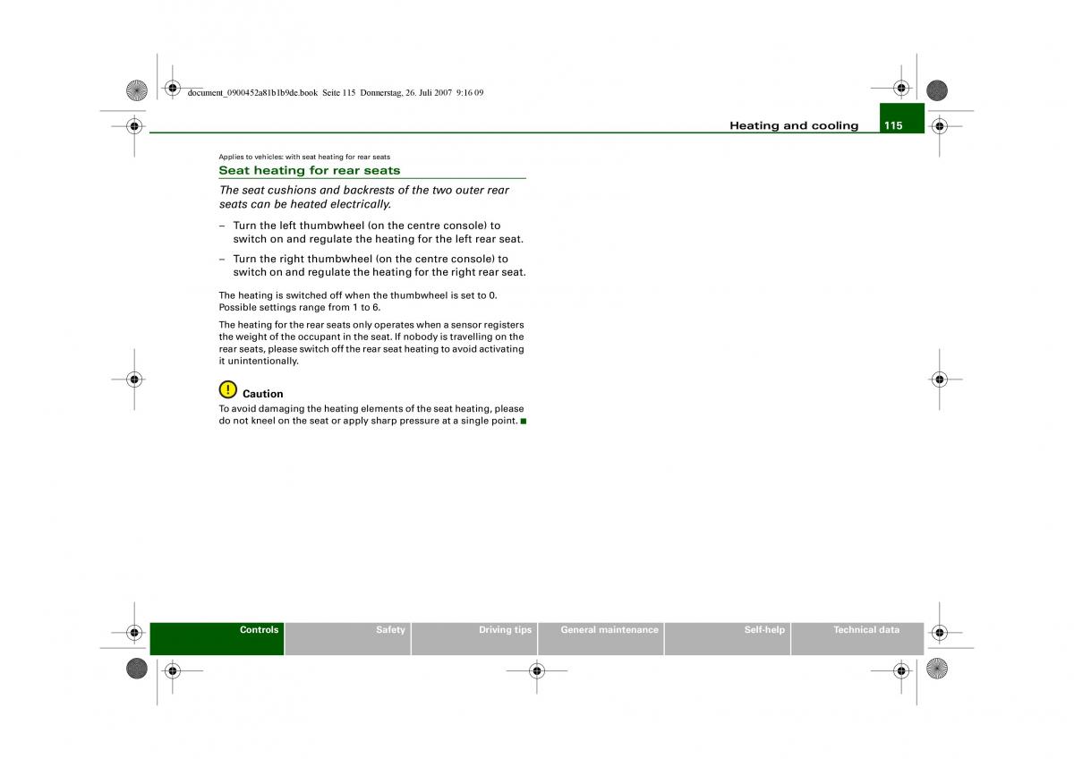 Audi A4 B8 owners manual / page 117