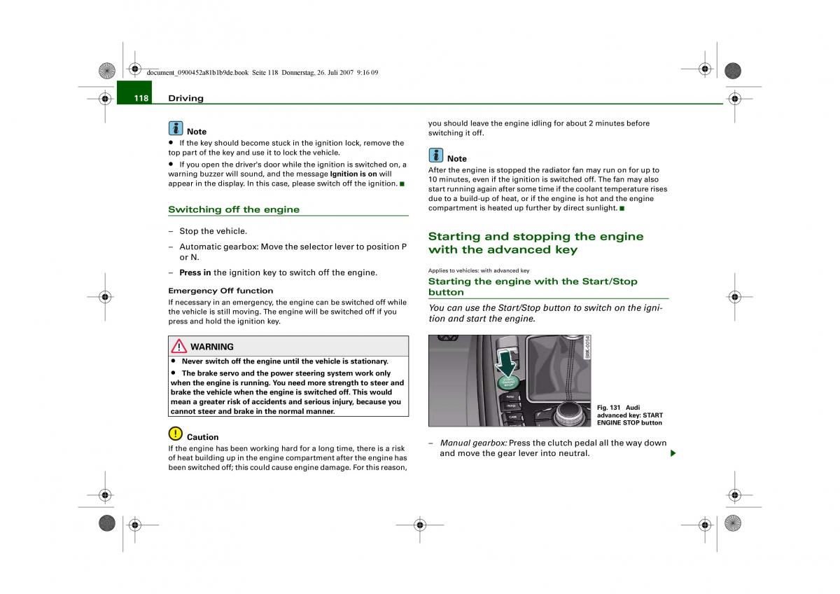 Audi A4 B8 owners manual / page 120