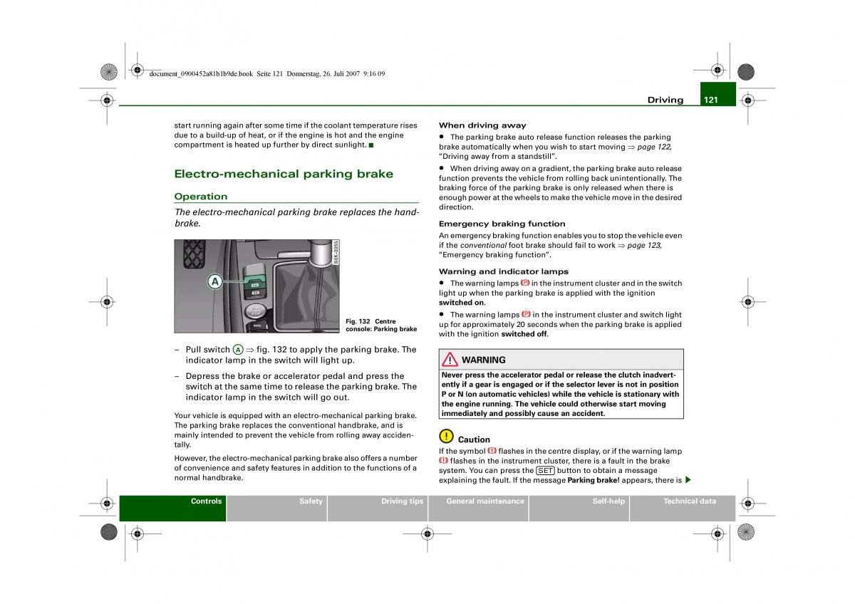 Audi A4 B8 owners manual / page 123