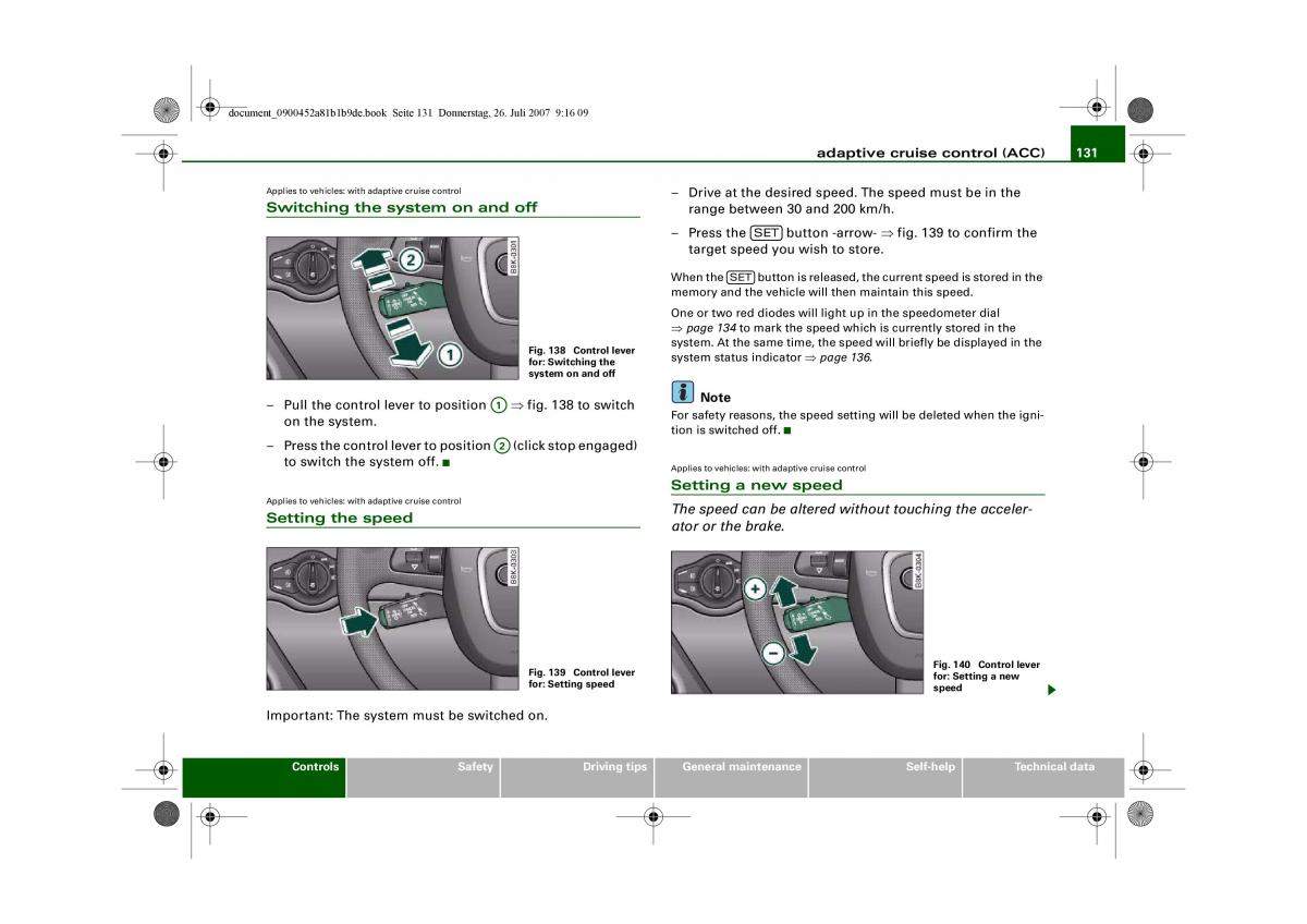 Audi A4 B8 owners manual / page 133