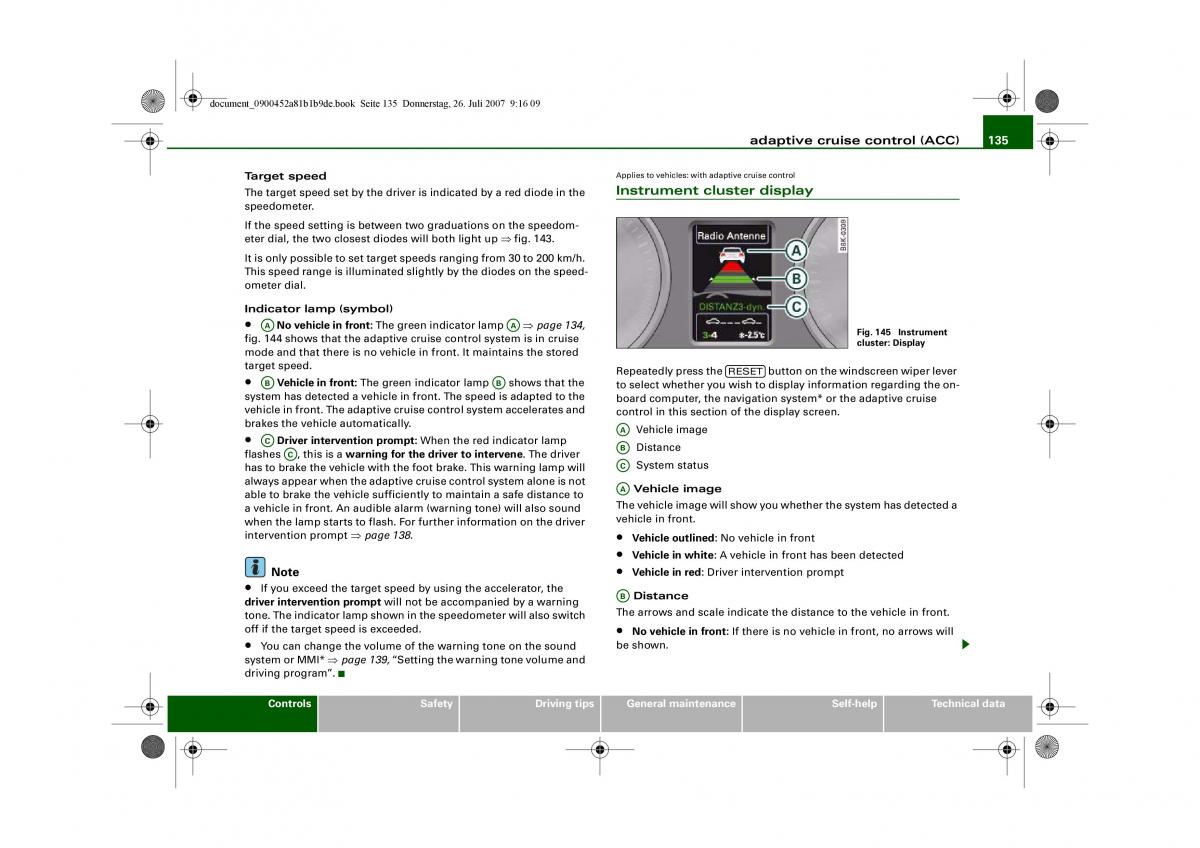 Audi A4 B8 owners manual / page 137