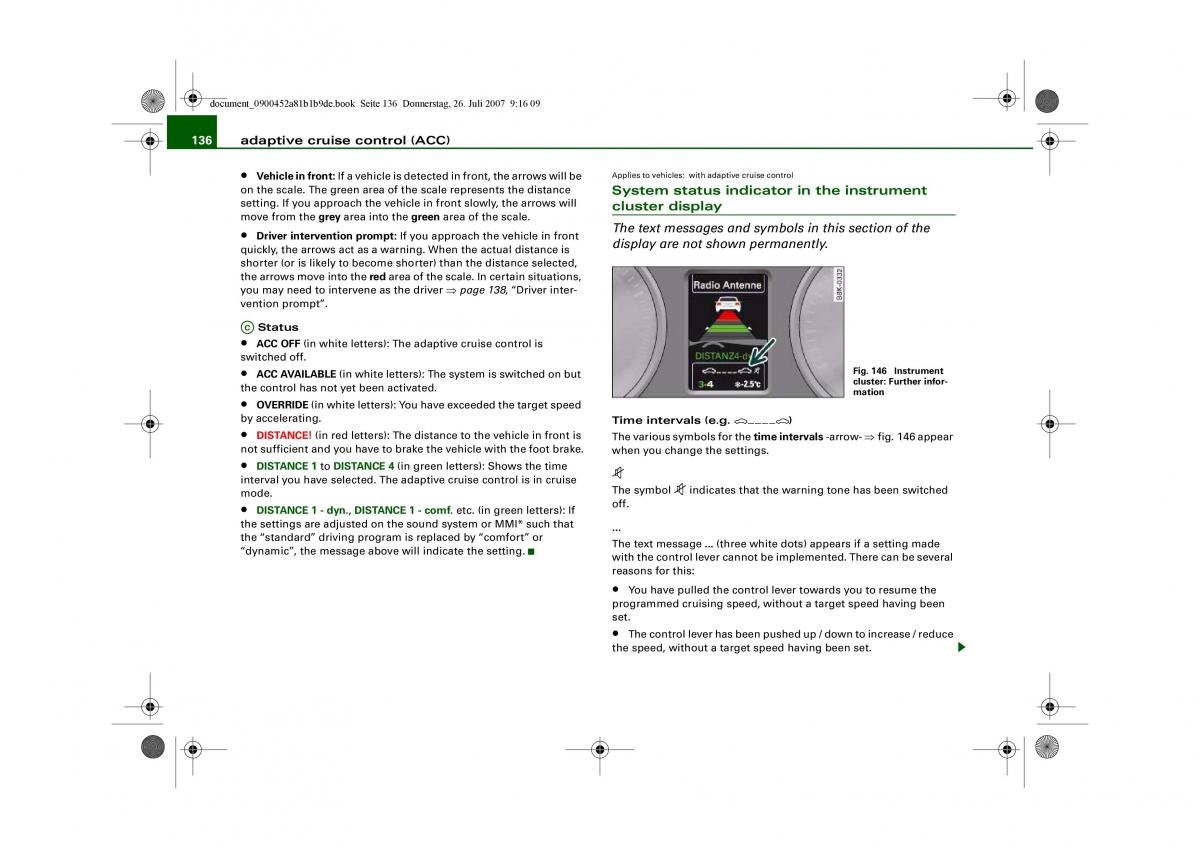 Audi A4 B8 owners manual / page 138