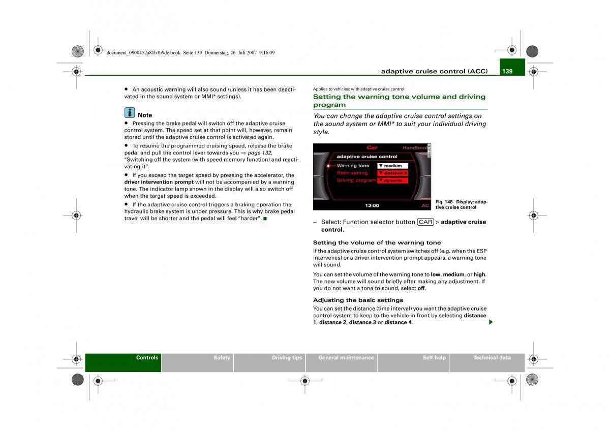 Audi A4 B8 owners manual / page 141