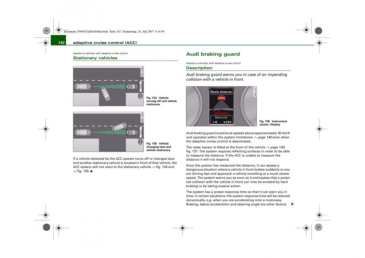 Audi A4 B8 owners manual / page 144