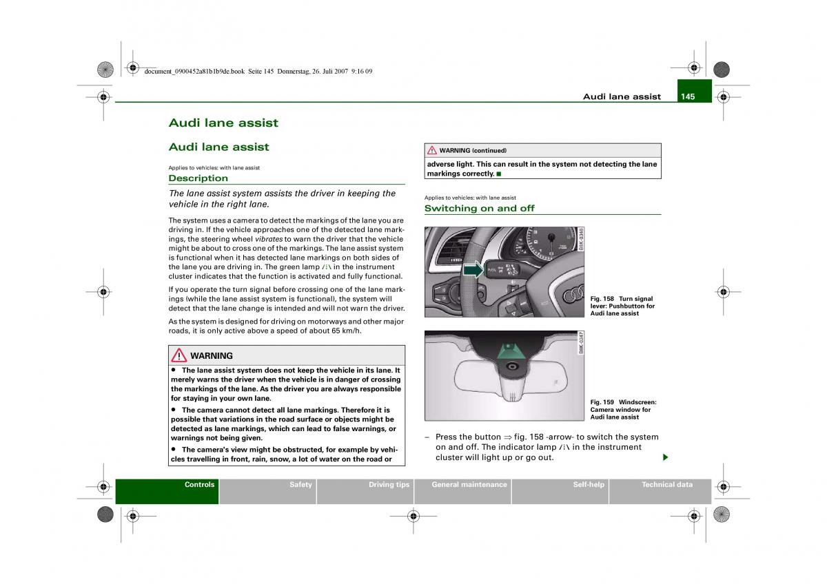 Audi A4 B8 owners manual / page 147