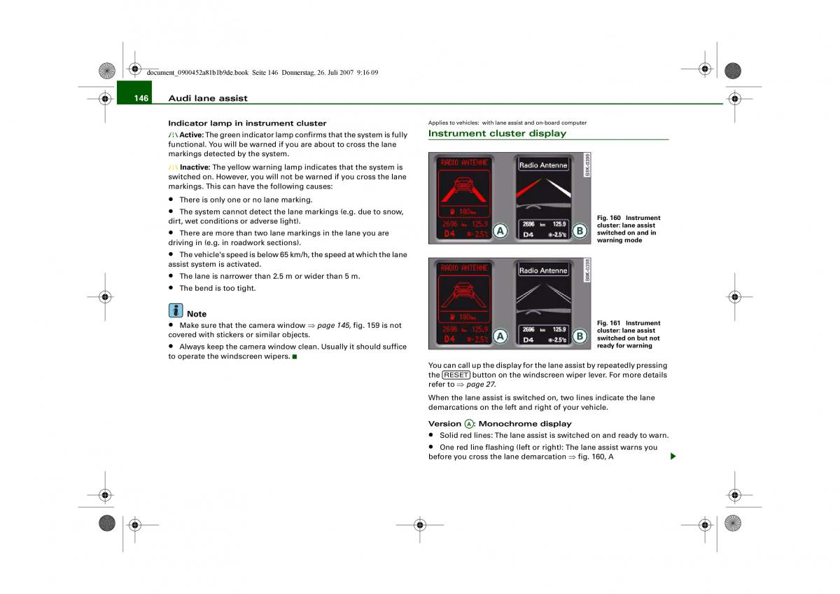 Audi A4 B8 owners manual / page 148