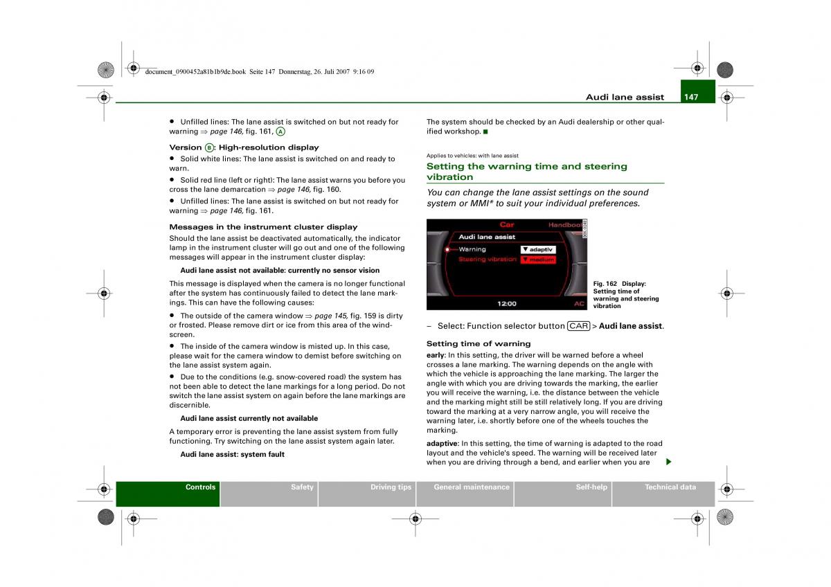 Audi A4 B8 owners manual / page 149