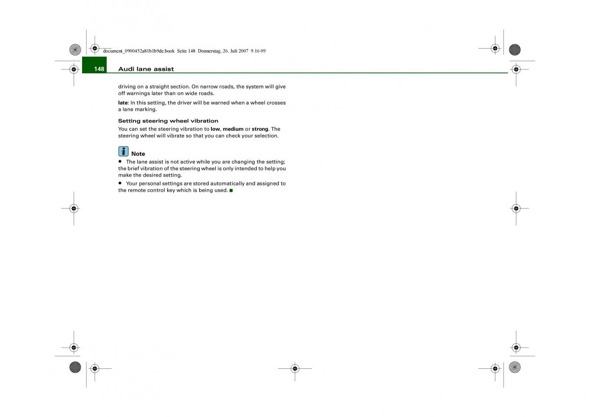 Audi A4 B8 owners manual / page 150