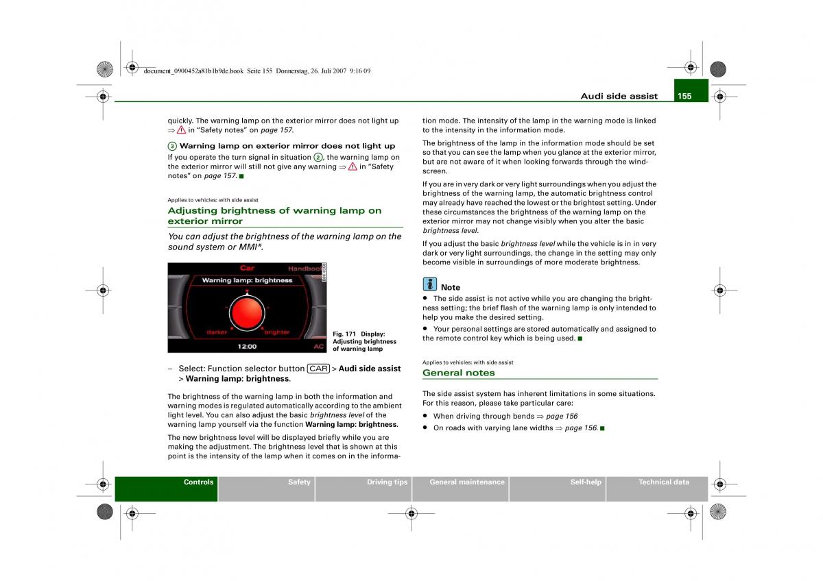 Audi A4 B8 owners manual / page 157