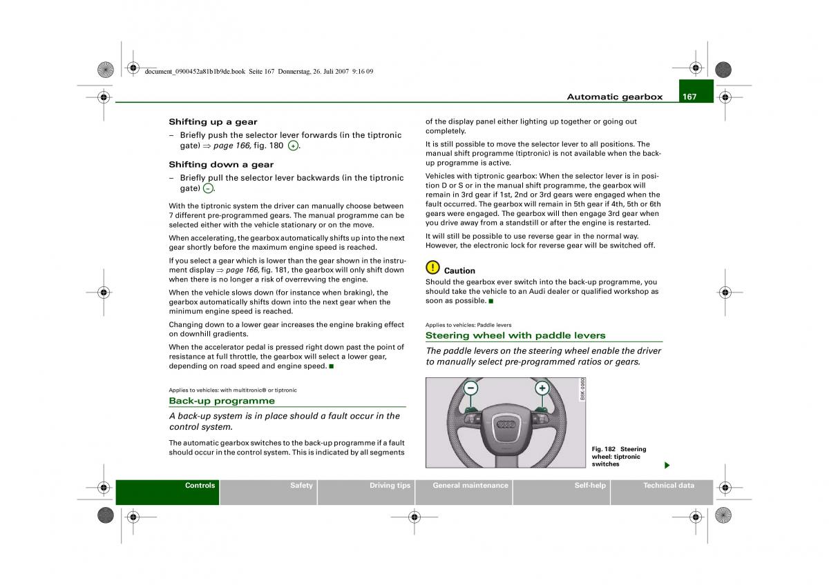 Audi A4 B8 owners manual / page 169