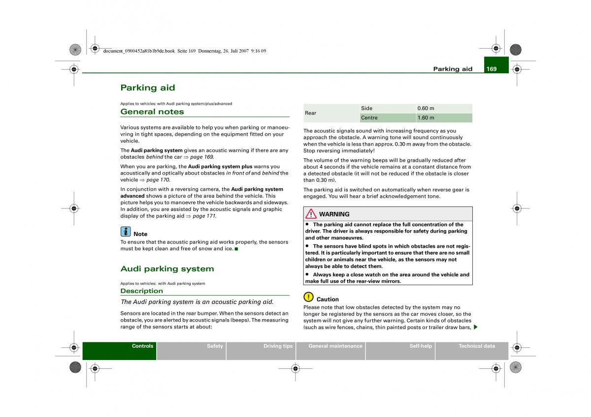 Audi A4 B8 owners manual / page 171