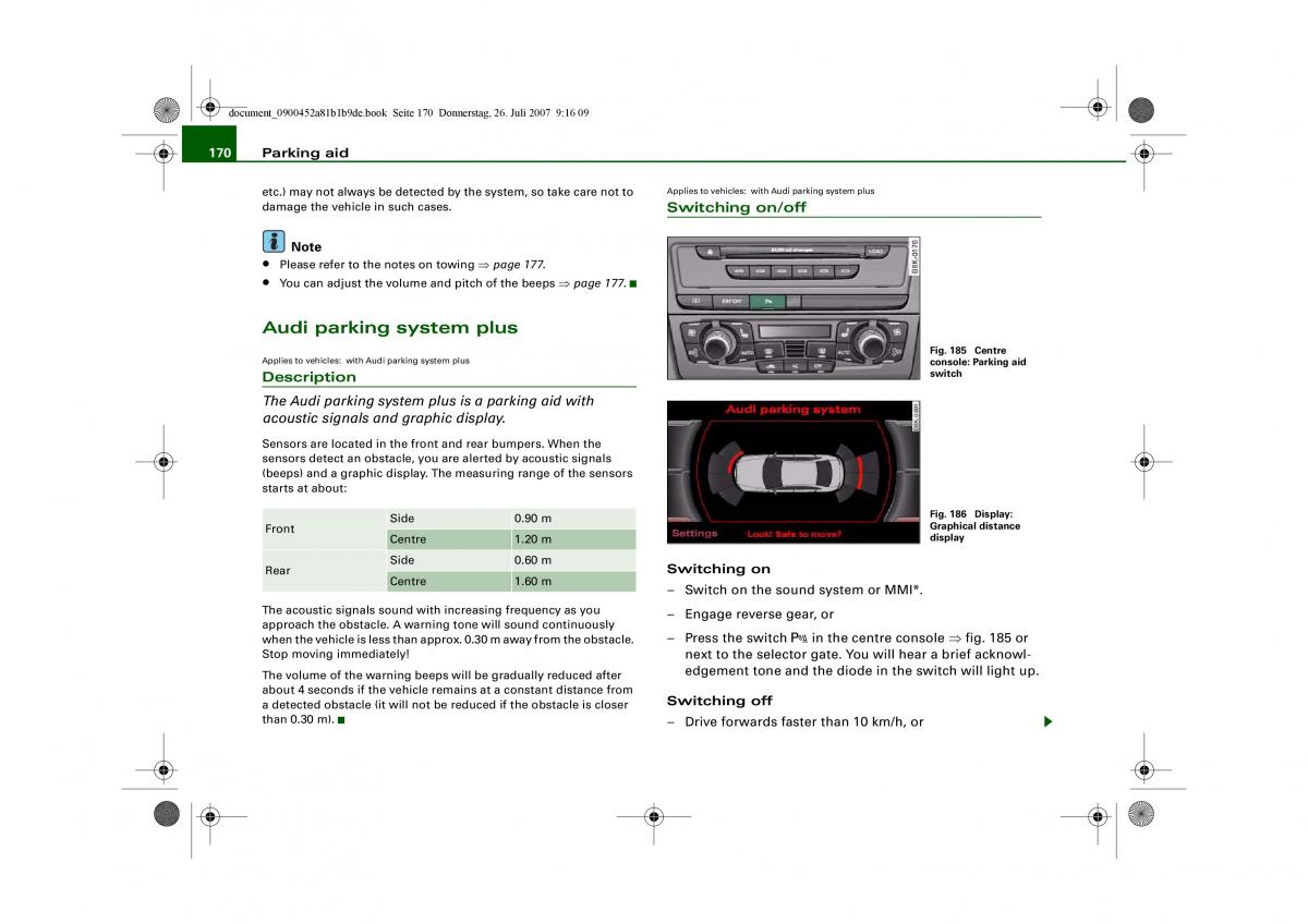 Audi A4 B8 owners manual / page 172