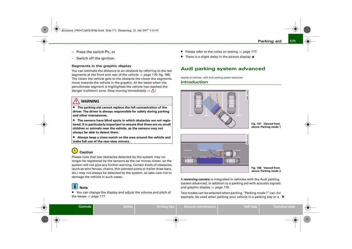 Audi A4 B8 owners manual / page 173