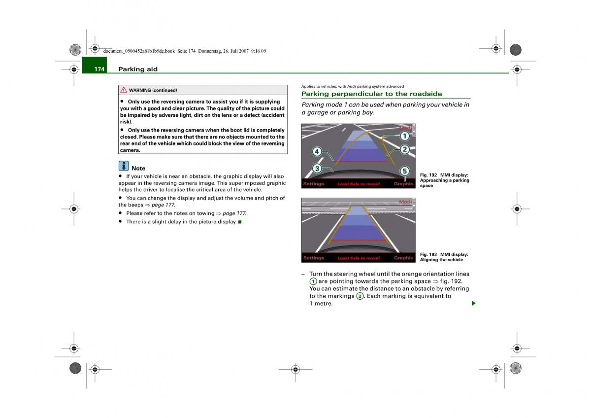 Audi A4 B8 owners manual / page 176