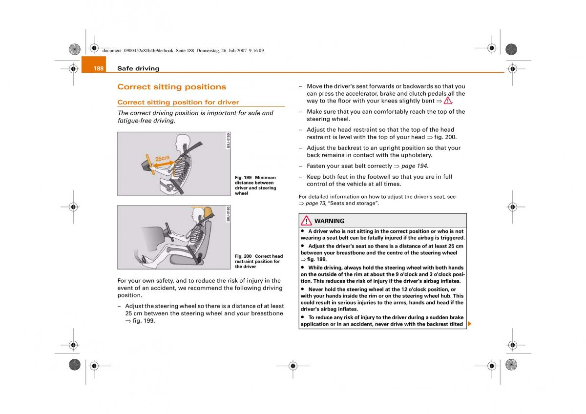 Audi A4 B8 owners manual / page 190