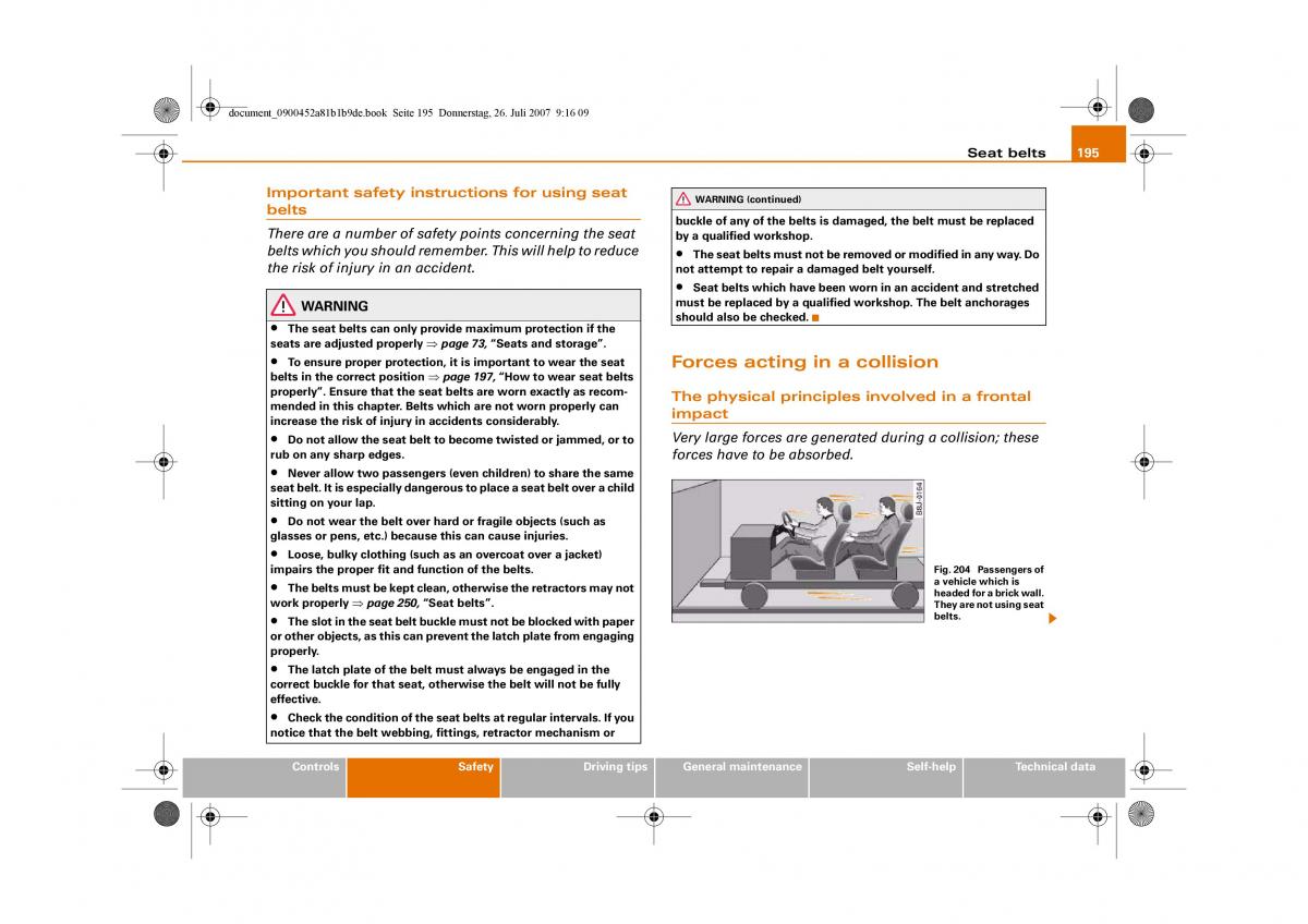 Audi A4 B8 owners manual / page 197