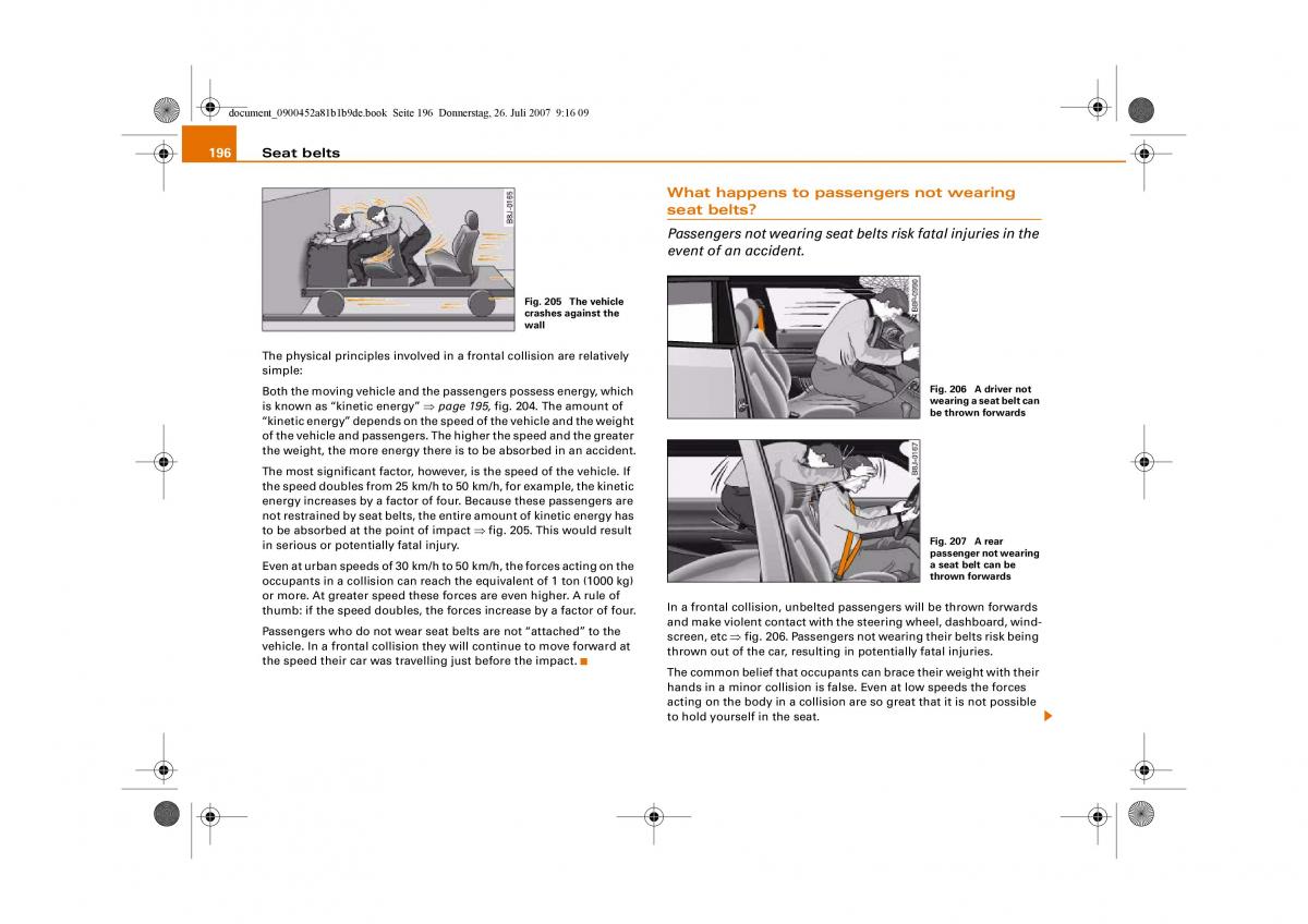 Audi A4 B8 owners manual / page 198