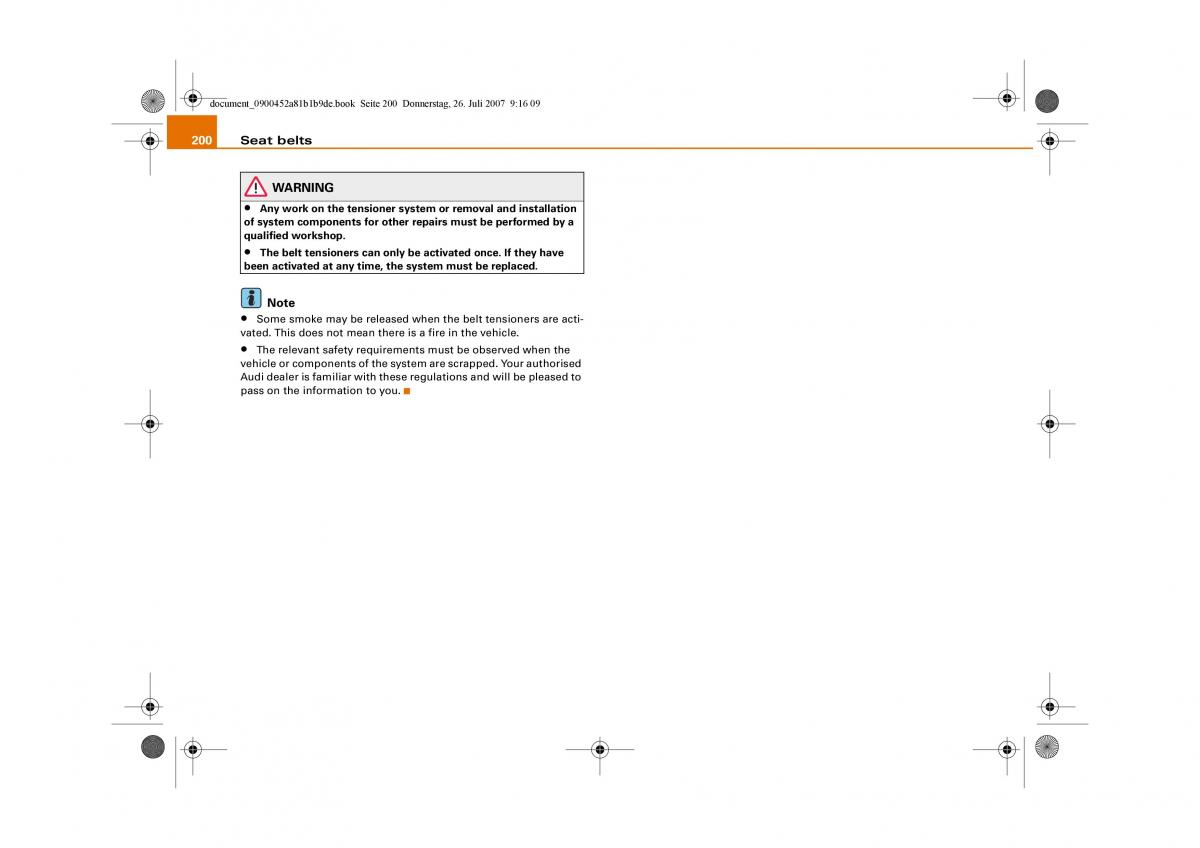 Audi A4 B8 owners manual / page 202