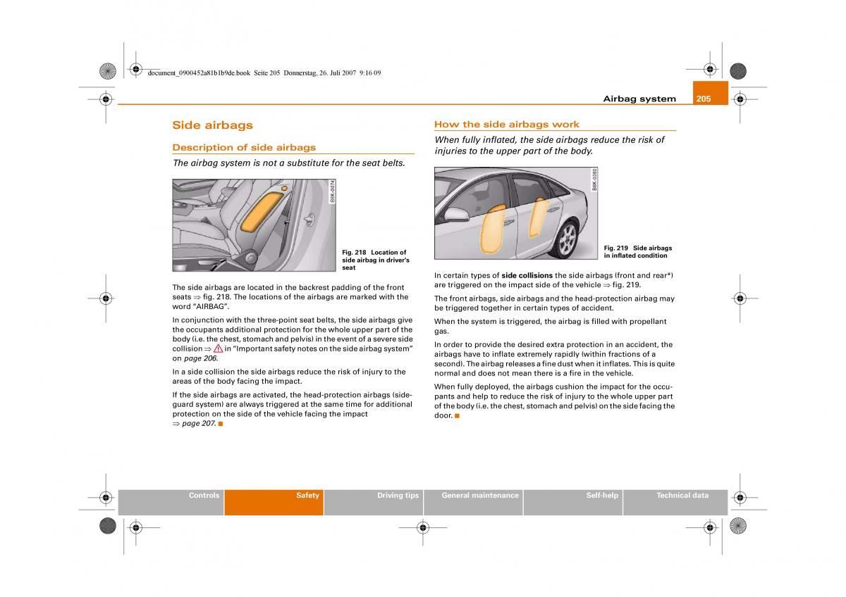 Audi A4 B8 owners manual / page 207