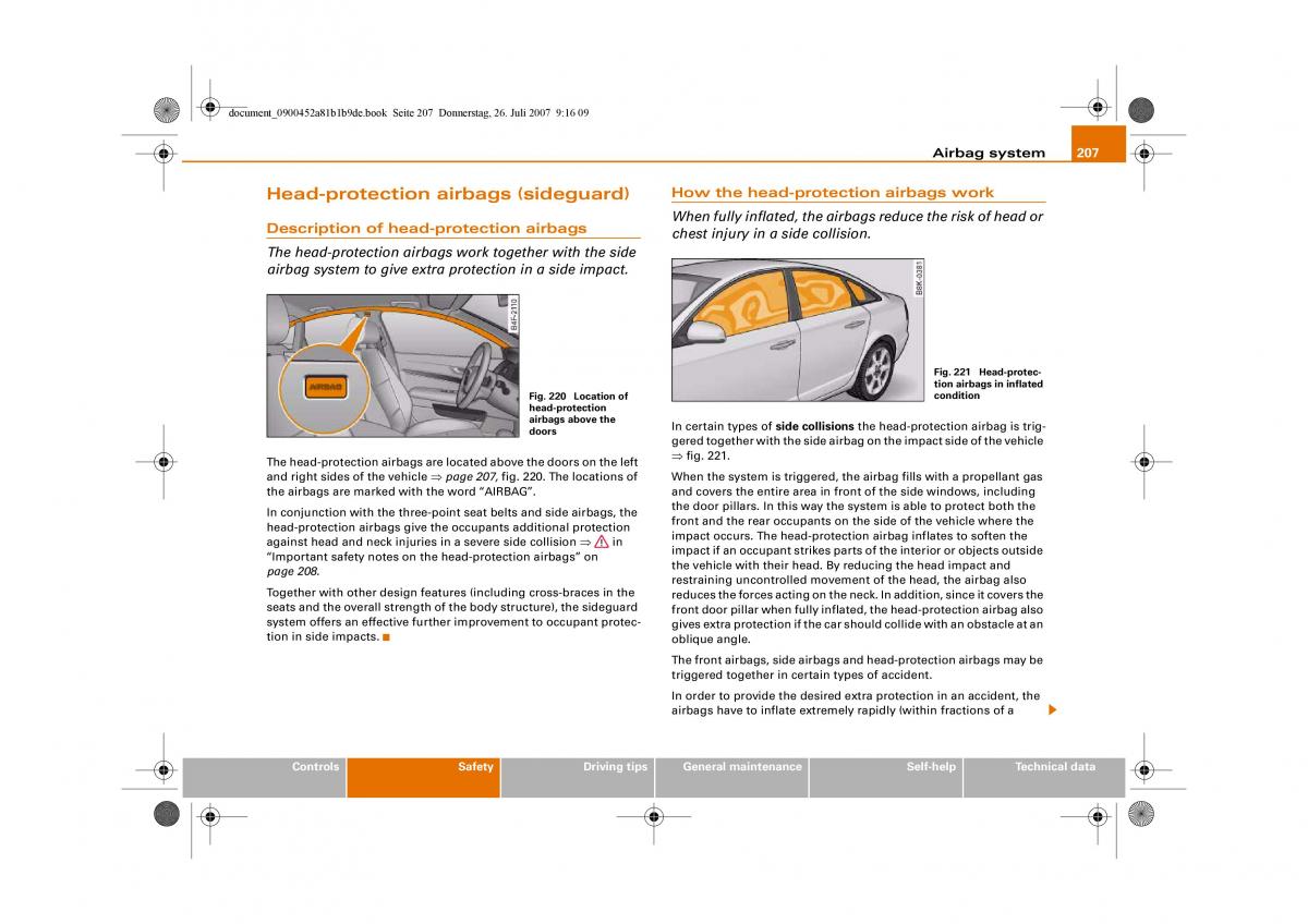 Audi A4 B8 owners manual / page 209