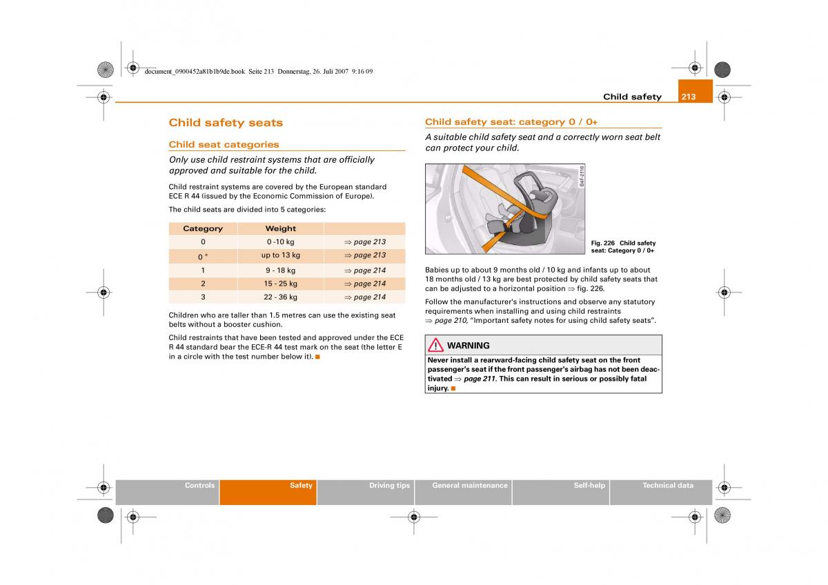 Audi A4 B8 owners manual / page 215