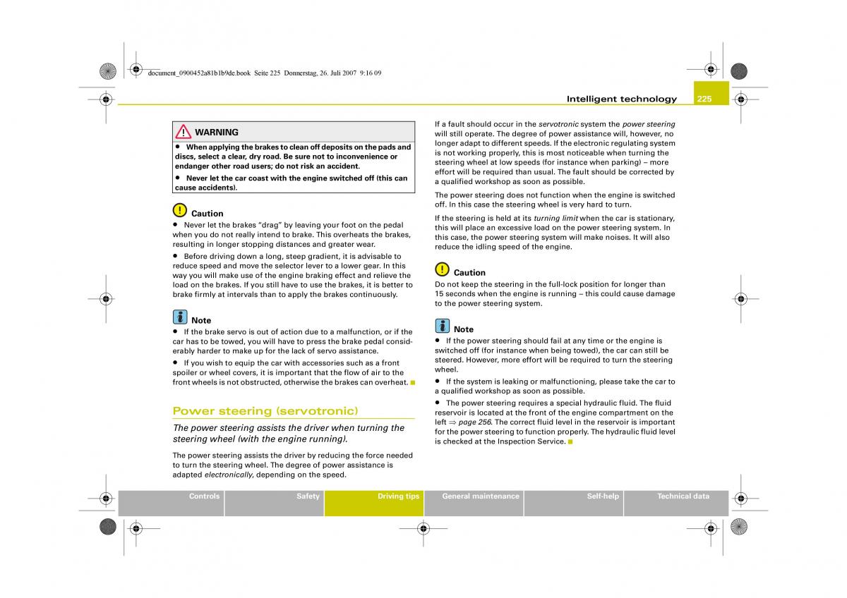 Audi A4 B8 owners manual / page 227