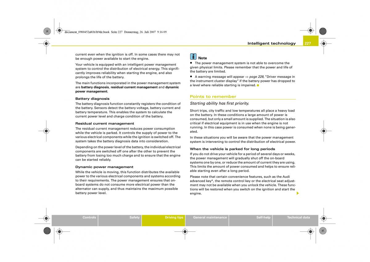 Audi A4 B8 owners manual / page 229