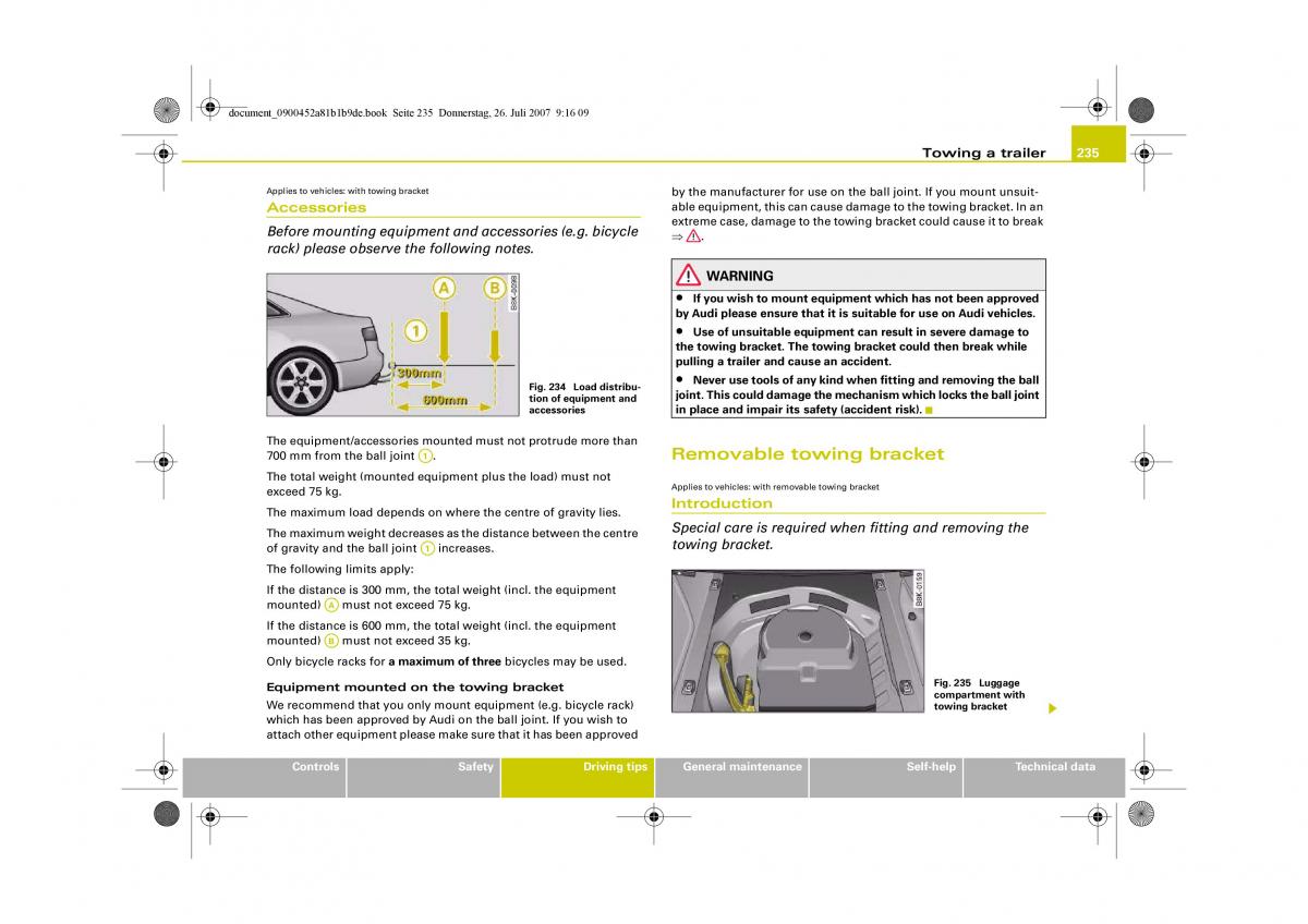 Audi A4 B8 owners manual / page 237