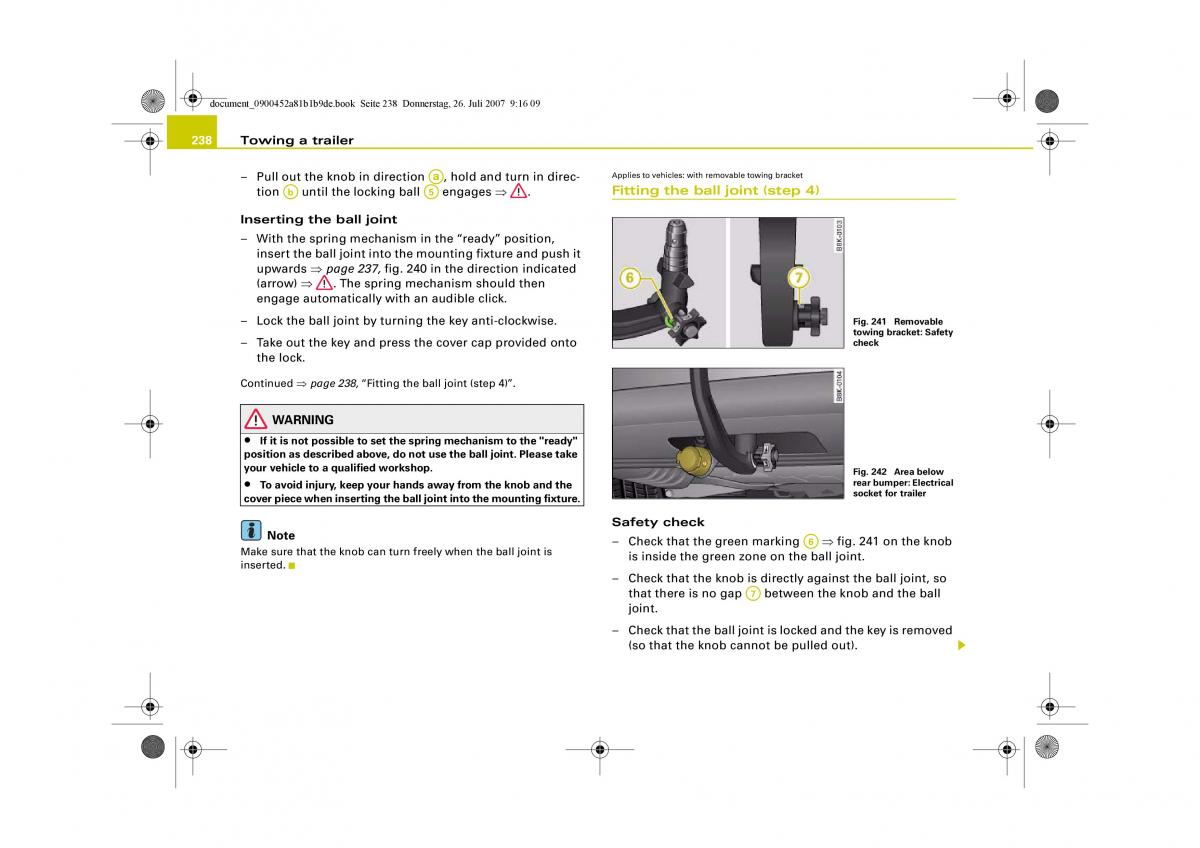 manual Audi A4 Audi A4 B8 owners manual / page 240