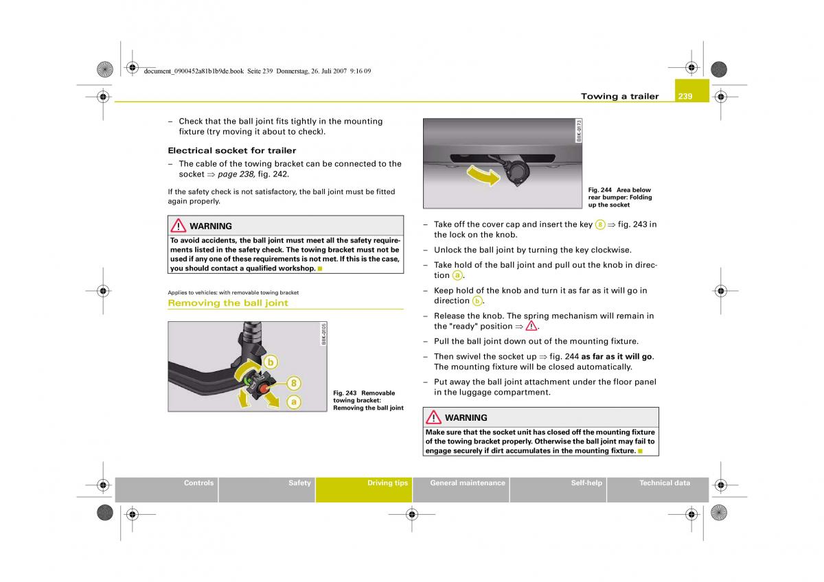 manual Audi A4 Audi A4 B8 owners manual / page 241