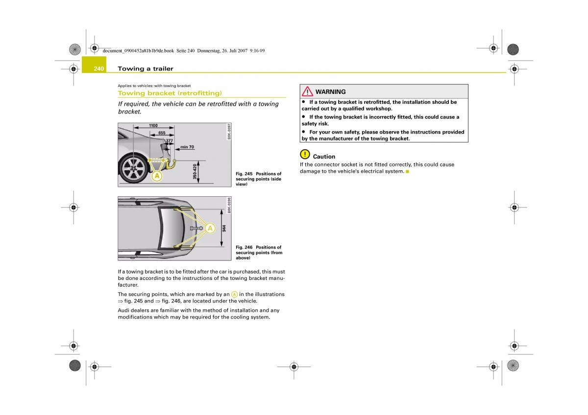 Audi A4 B8 owners manual / page 242