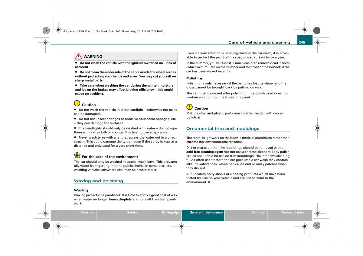 manual Audi A4 Audi A4 B8 owners manual / page 247