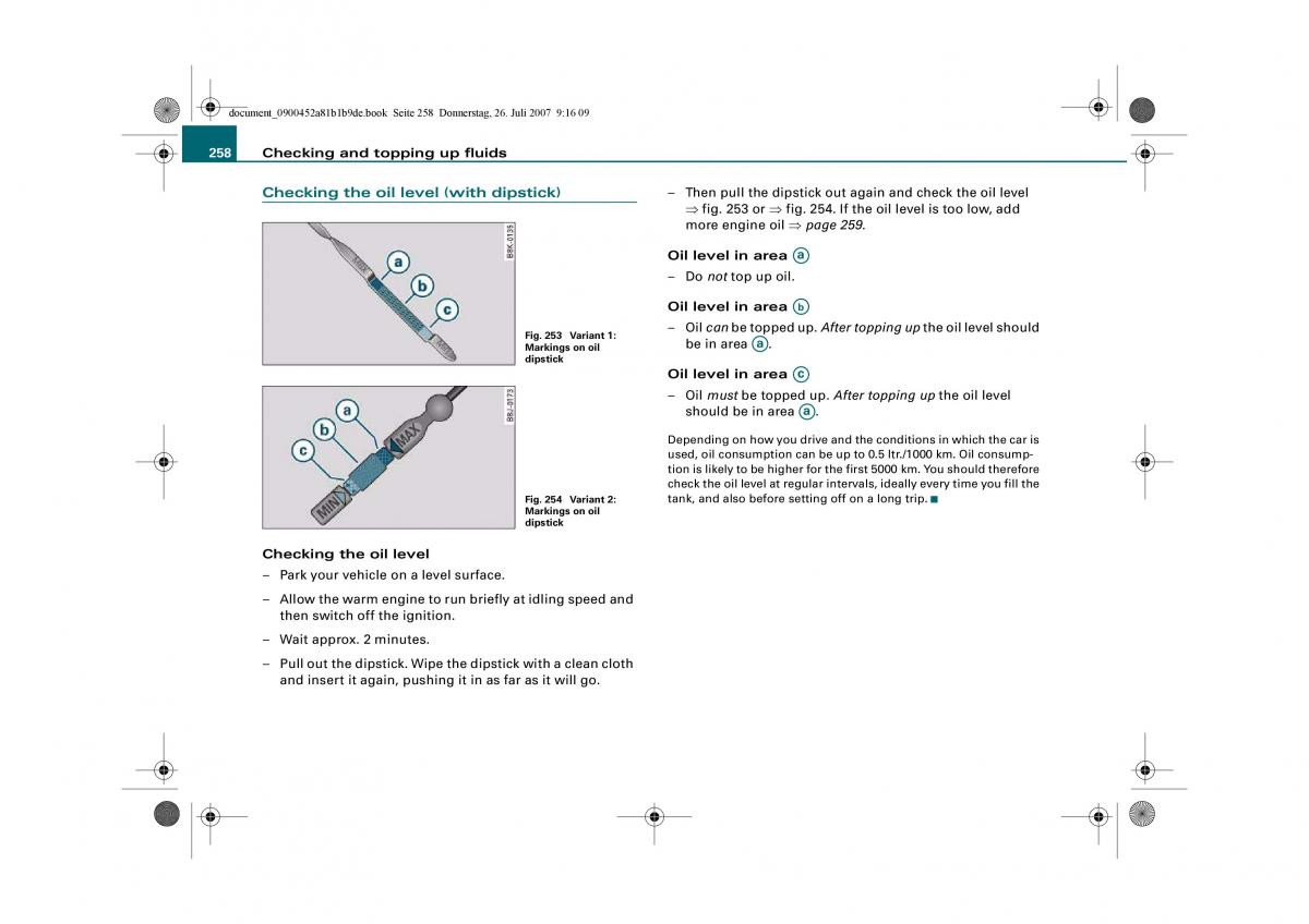 Audi A4 B8 owners manual / page 260