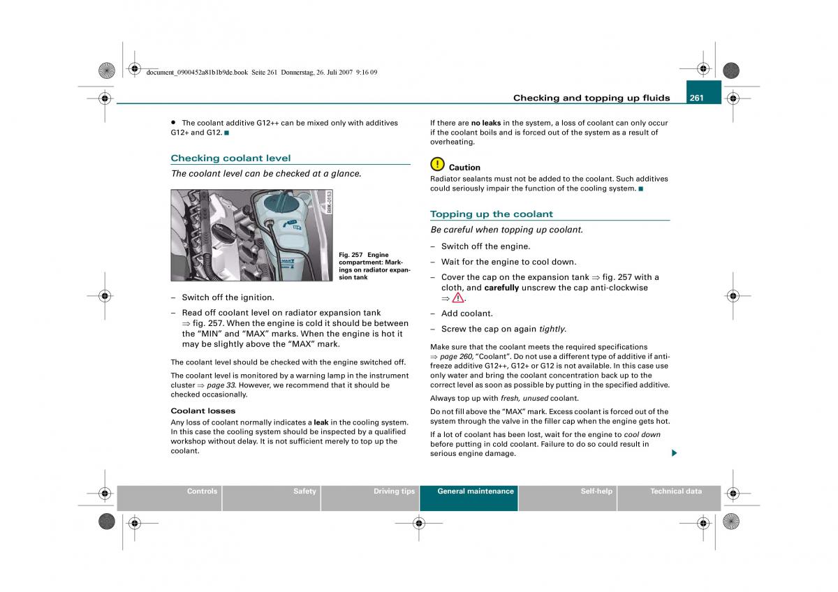 Audi A4 B8 owners manual / page 263