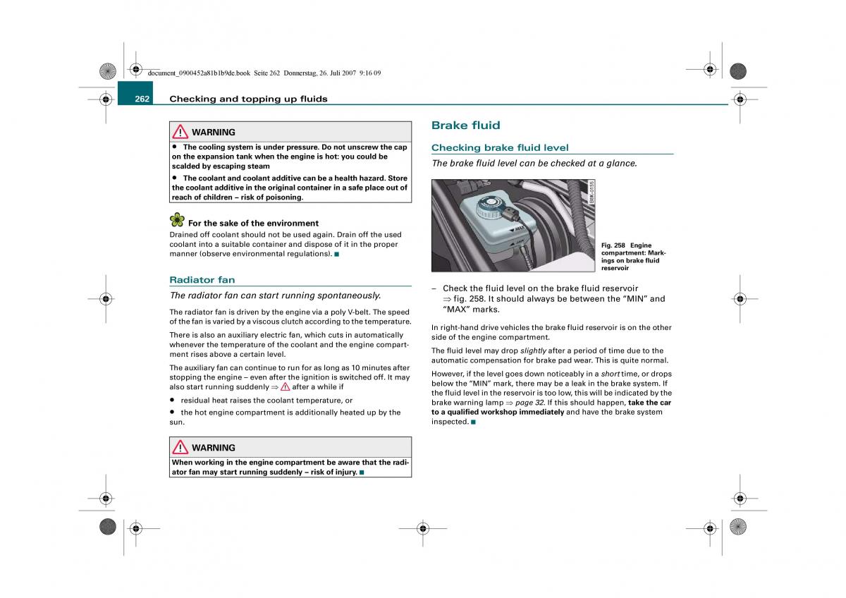 Audi A4 B8 owners manual / page 264