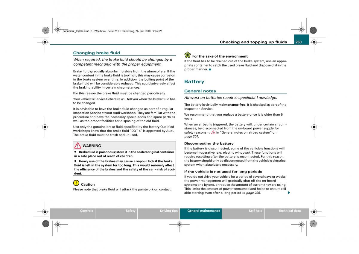 Audi A4 B8 owners manual / page 265