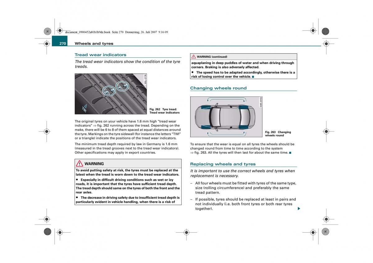 Audi A4 B8 owners manual / page 272