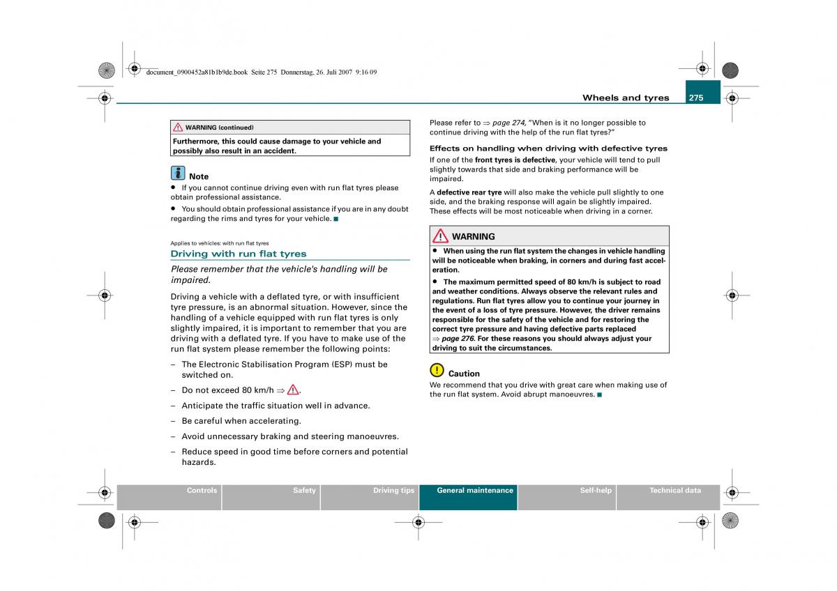 Audi A4 B8 owners manual / page 277