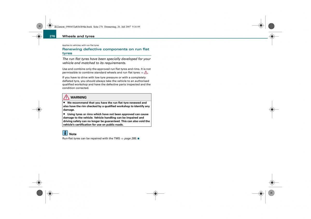 Audi A4 B8 owners manual / page 278