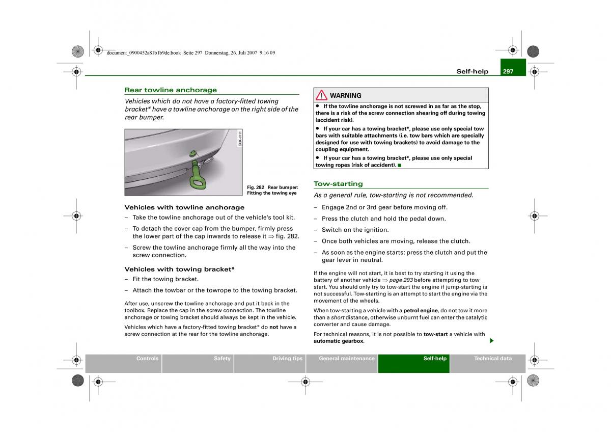 Audi A4 B8 owners manual / page 299