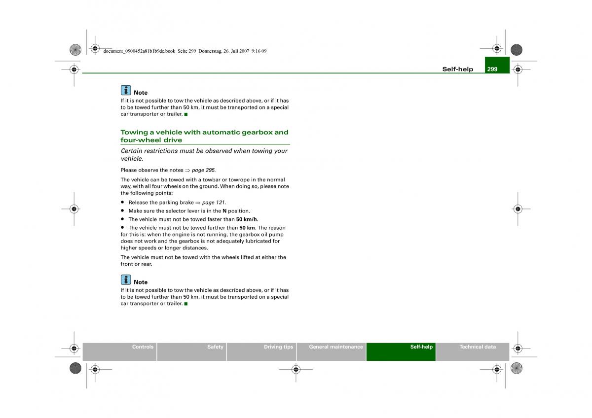 Audi A4 B8 owners manual / page 301