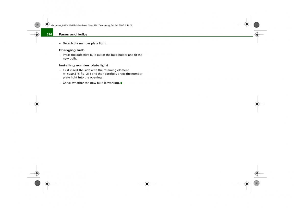 Audi A4 B8 owners manual / page 318